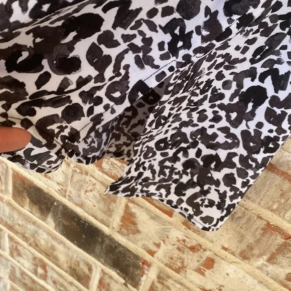 Evri Black and White Leopard Print Popover Blouse - Picture 6 of 9